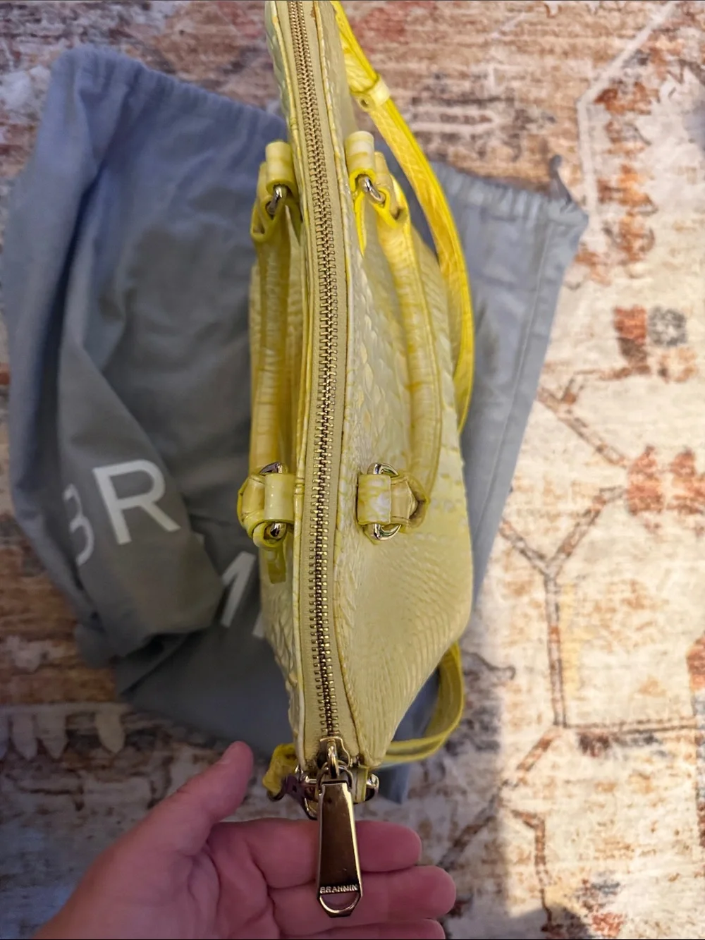 Brahmin Lemon Croc-Embossed Leather Satchel